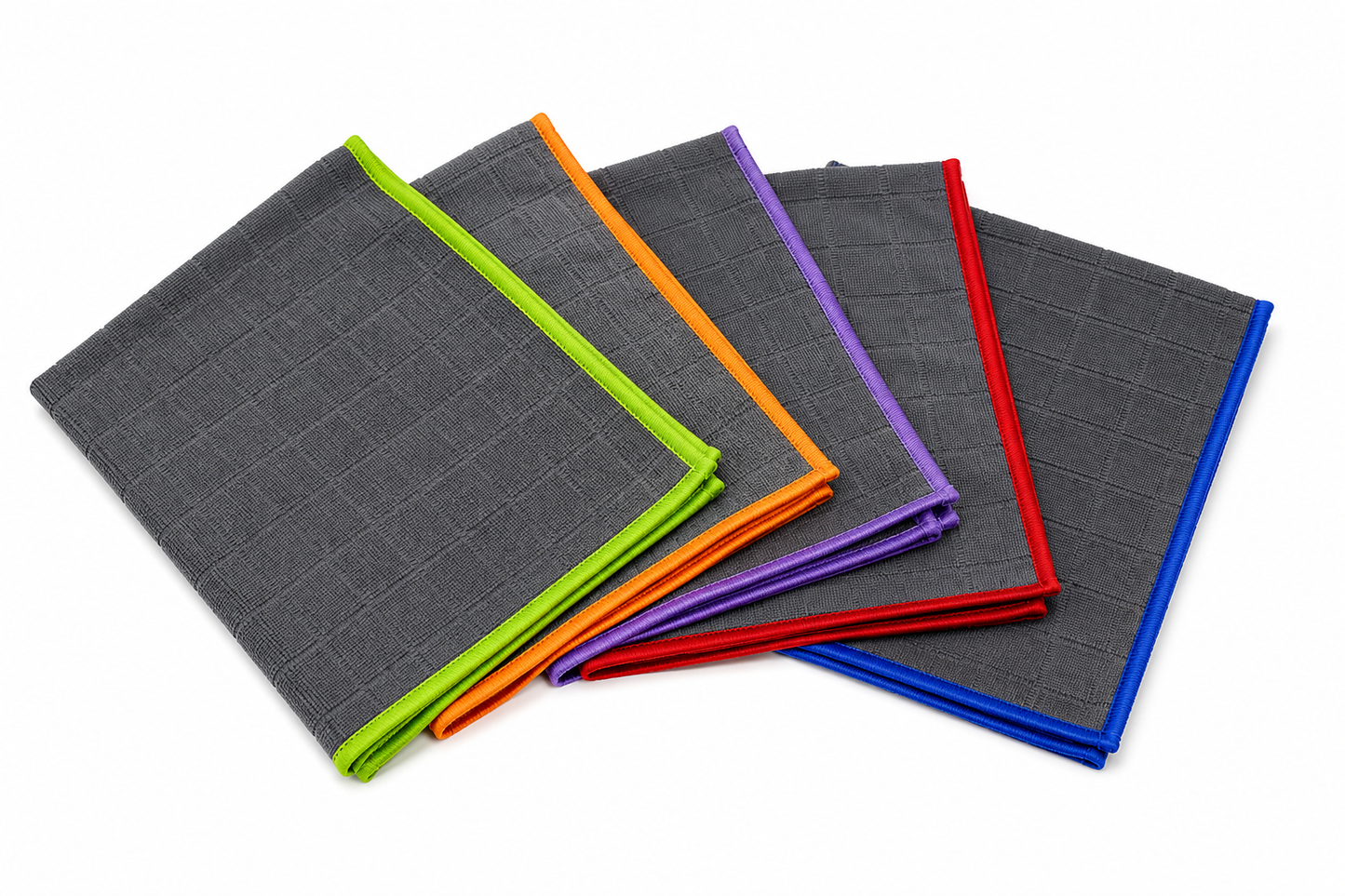 HELDY Carbon Mikrofasertücher 40 x 50 cm – 5er Set | 5 Farben | Premium Reinigungstücher für Fahrzeugpflege