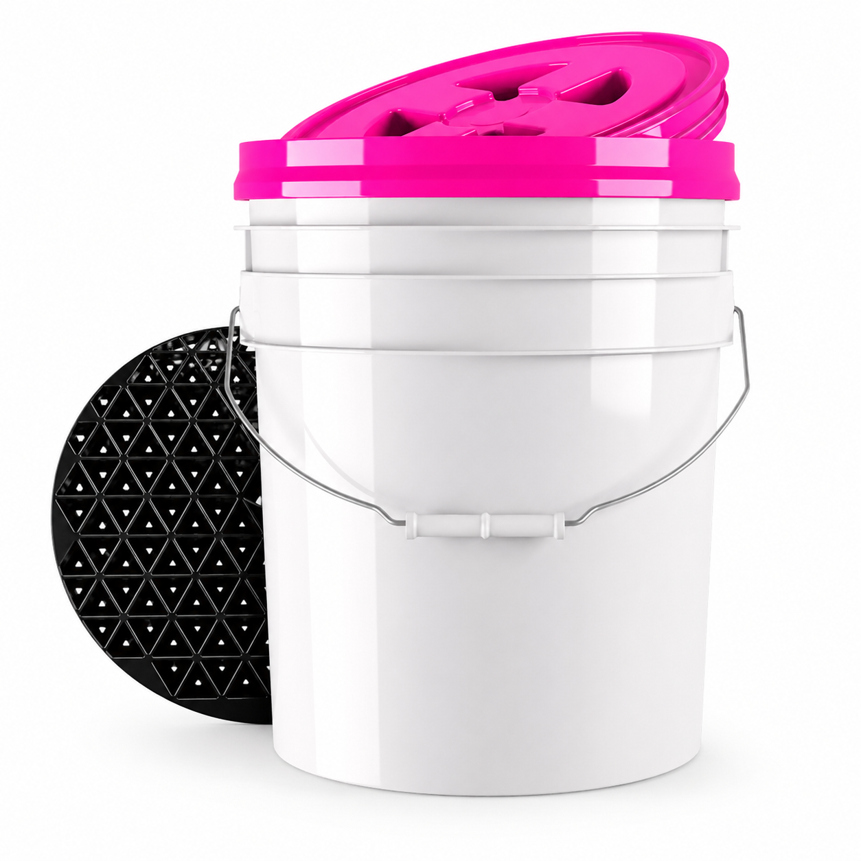Heldy Wascheimer Set 20 Liter Weiß + Zubehör Pink/Schwarz (3-teilig)