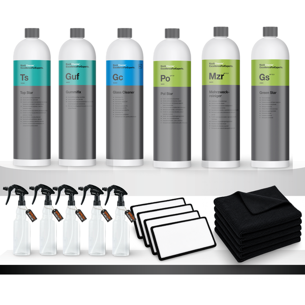 Koch Chemie Innenraum Set + Zubehör – 6 Produkte, Flaschen, Tücher & Pads