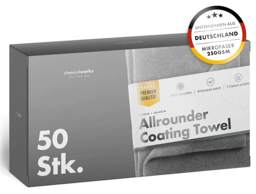 Chemicalworkz Allrounder Coating Towel 250GSM Grau Versiegelungstuch 40×40cm 50Stk.