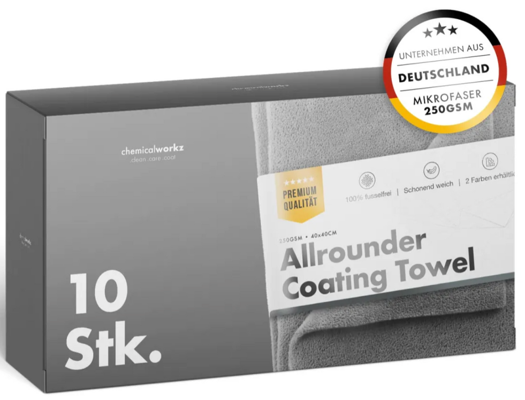 Chemicalworkz Grey Allrounder Coating Towel 10er 250Gsm 40x40