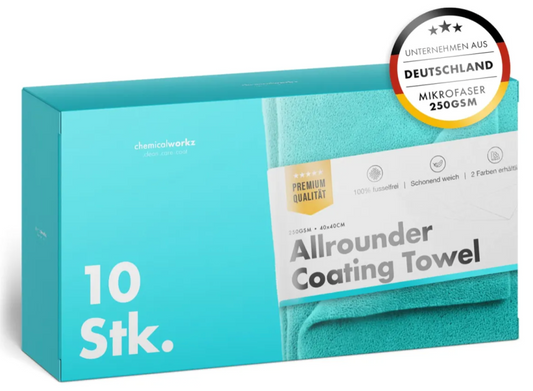 Chemicalworkz Allrounder Coating Towel 250GSM Türkis Versiegelungstuch 40×40cm 10Stk.