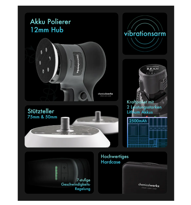 chemicalworkz DA12 EVO Akku Exzenter Poliermaschine
