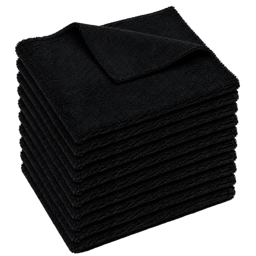HELDY 10x Set Buffing Towel 400gsm 40x40 cm – Premium Mikrofasertuch Schwarz