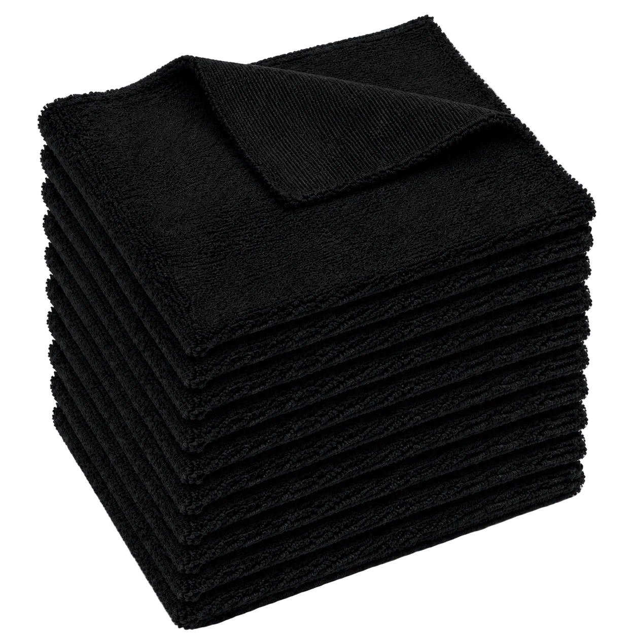HELDY 10x Set Buffing Towel 400gsm 40x40 cm – Premium Mikrofasertuch Schwarz