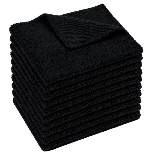 HELDY 10x Set Buffing Towel 400gsm 40x40 cm – Premium Mikrofasertuch Schwarz