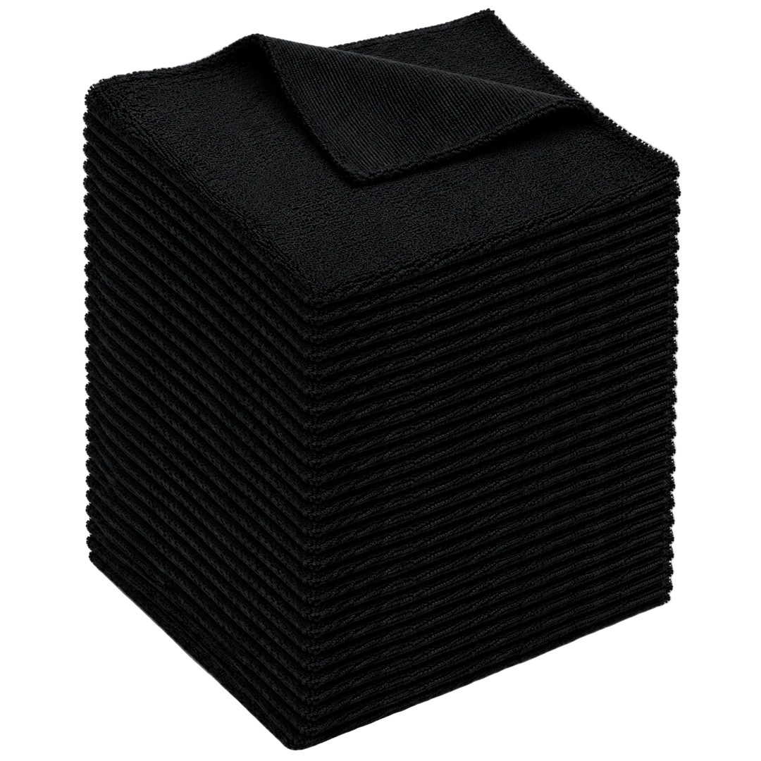 HELDY 30x Set Buffing Towel 400gsm 40x40 cm – Premium Mikrofasertuch Schwarz
