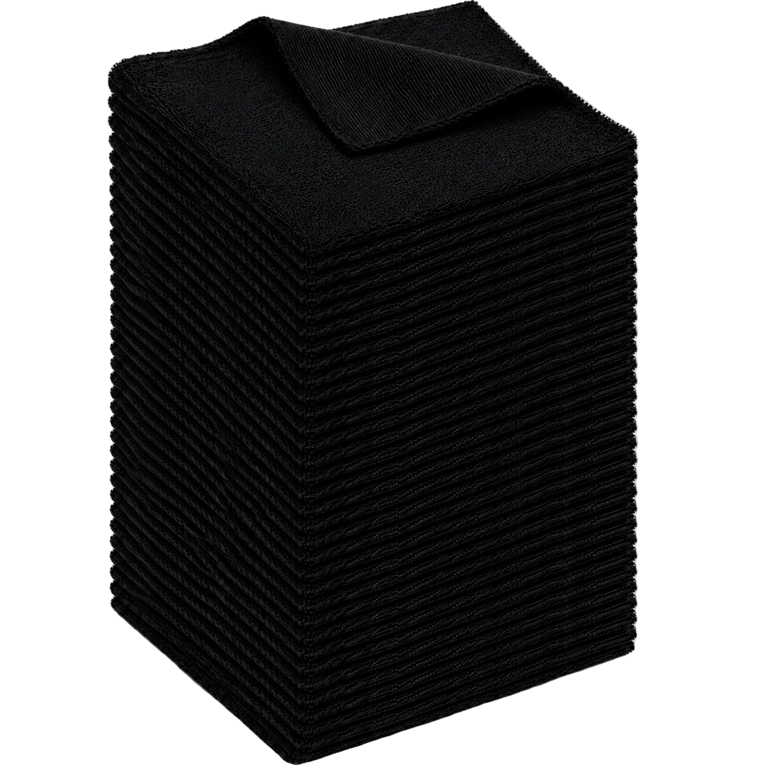 HELDY 50x Set Buffing Towel 400gsm 40x40 cm – Premium Mikrofasertuch Schwarz