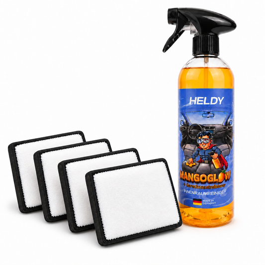 HELDY MangoGlow Set – Innenraumreiniger + 4 Scrub-Pads