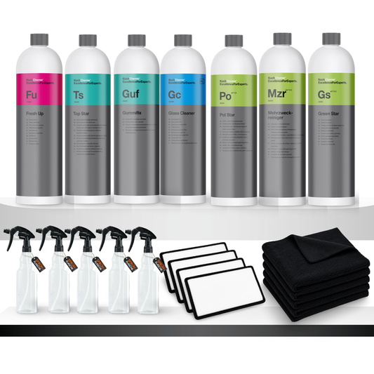 Koch Chemie Innenraum Set + Zubehör – 7 Produkte, Flaschen, Tücher & Pads