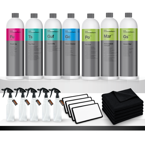 Koch Chemie Innenraum Set + Zubehör – 7 Produkte, Flaschen, Tücher & Pads