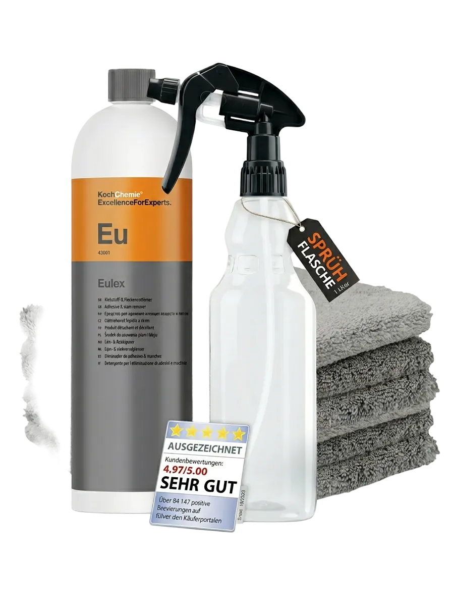 Koch Chemie Eulex 1L Set – Kleber- & Teerentferner inkl. Sprühflasche + 5 Buffing Tücher