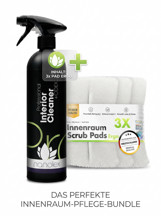 Innenraum Profi-Bundle – Interior Cleaner + 3x Scrub Pads | Leder, Stoff, Kunststoff & Polster